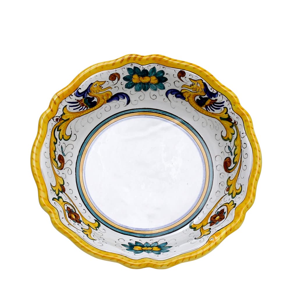 RAFFAELLESCO CLASSICO: Pasta Soup rimmed bowl fluted rims [0002CP-RAF] - Authentic hand painted in Deruta, Italy. Original design. Shipped from the USA with Certificate of Authenticity.