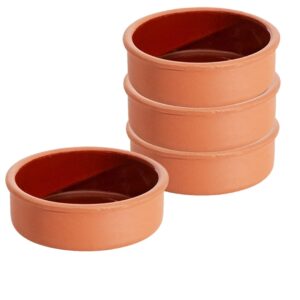 handmade clay pot for cooking set of 4, non-toxic large terracotta bowls, clay cookware for mexican, indian, and korean dishes, glazed earthen dinnerware suitable for stovetop, 5.9 in
