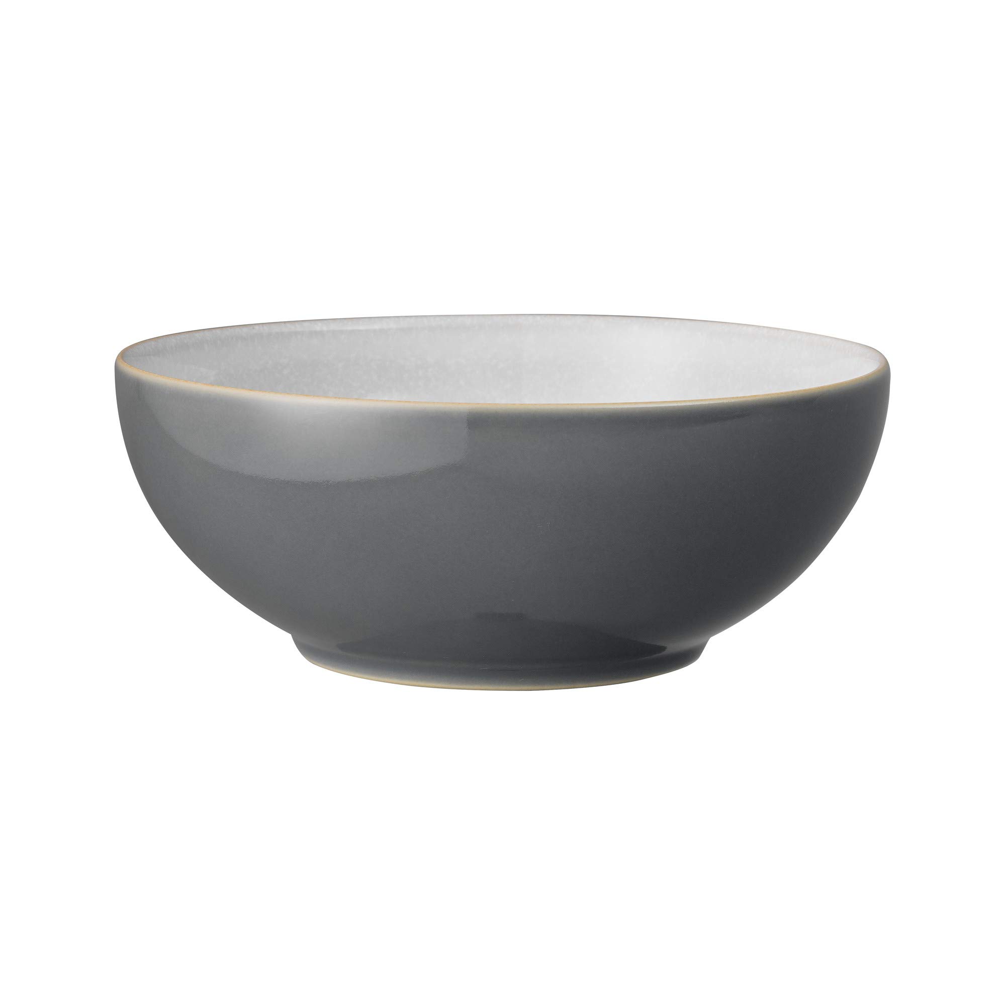 Denby - Elements Fossil Grey Cereal Bowls Set of 4 - Dishwasher Microwave Safe Crockery 820ml 17cm - Dark Grey, White Ceramic Stoneware Tableware - Chip & Crack Resistant Soup Bowls