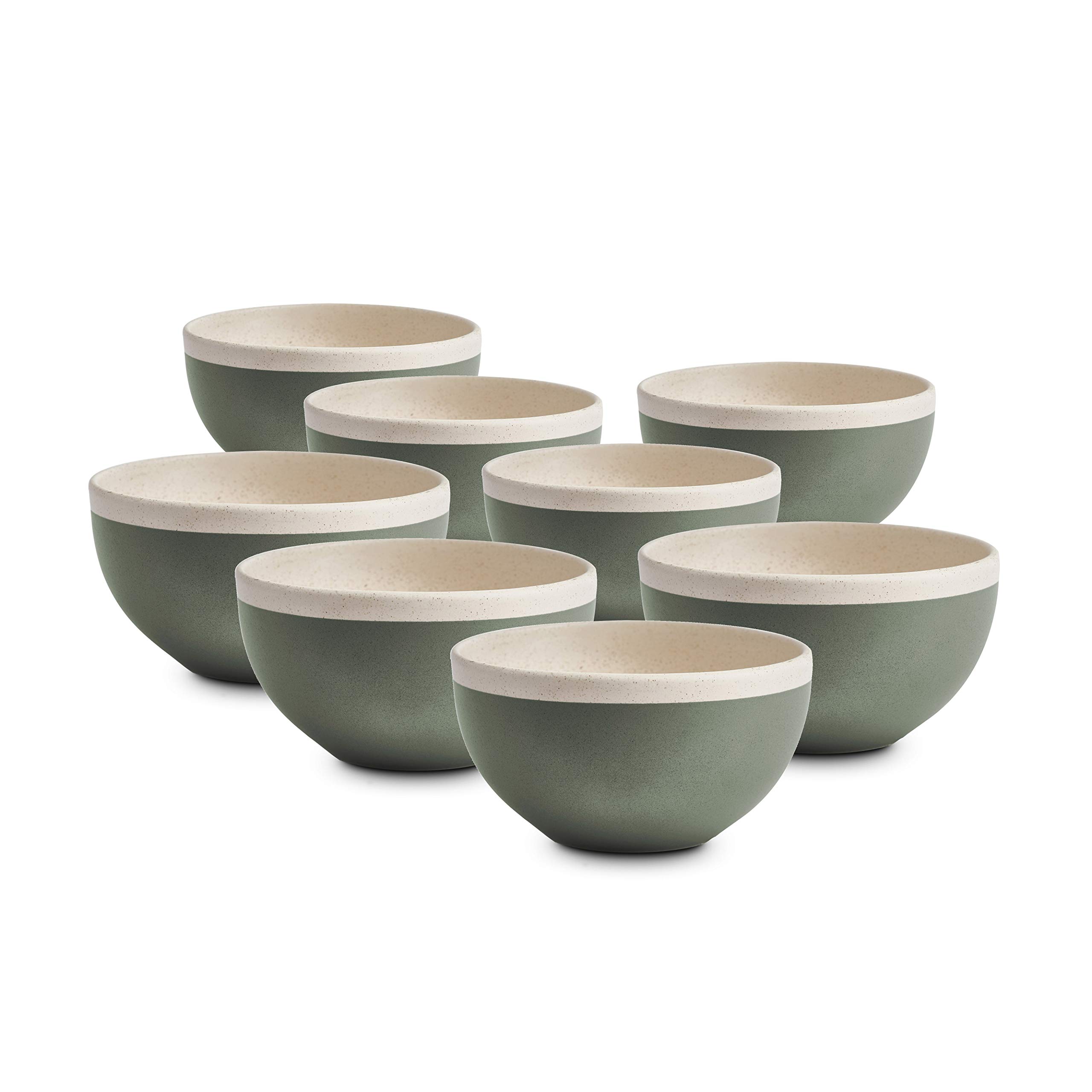 Stone lain Serenity Stoneware Dish Set, 4 Bowls, Green and Cream