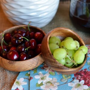 WHW Whole House Worlds Farmers Artisinal Acacia Wood Bowls, Set of 2, Hand Carved, Natural, Food Safe, Rustic Round Design, Rounded Edges, 4.75 and 4 Inches in Diameter