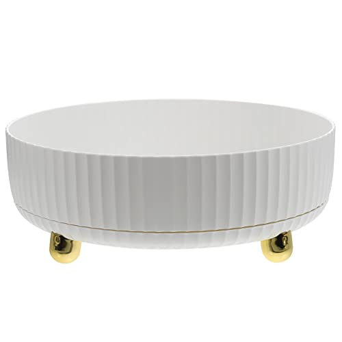 Swivel Storage Tray Small Makeup Jewelery Organzer Makeup Container Bread Cake Holder Counter Storage Organizer Trinket Storage Tray Round Gift Tray Pp Perfume White Desk To Rotate