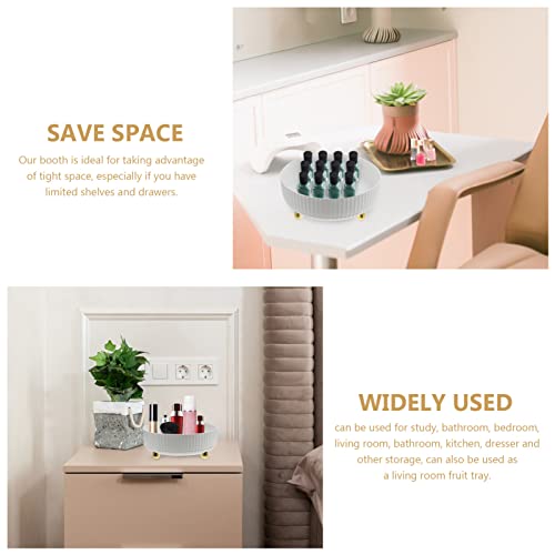 Swivel Storage Tray Small Makeup Jewelery Organzer Makeup Container Bread Cake Holder Counter Storage Organizer Trinket Storage Tray Round Gift Tray Pp Perfume White Desk To Rotate