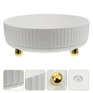 Swivel Storage Tray Small Makeup Jewelery Organzer Makeup Container Bread Cake Holder Counter Storage Organizer Trinket Storage Tray Round Gift Tray Pp Perfume White Desk To Rotate