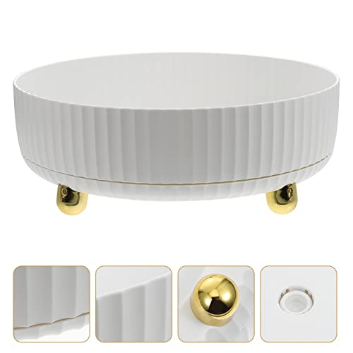 Swivel Storage Tray Small Makeup Jewelery Organzer Makeup Container Bread Cake Holder Counter Storage Organizer Trinket Storage Tray Round Gift Tray Pp Perfume White Desk To Rotate