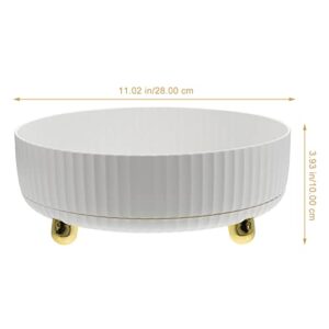 Swivel Storage Tray Small Makeup Jewelery Organzer Makeup Container Bread Cake Holder Counter Storage Organizer Trinket Storage Tray Round Gift Tray Pp Perfume White Desk To Rotate