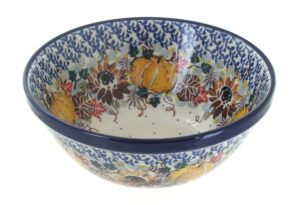 blue rose polish pottery harvest bounty cereal/soup bowl