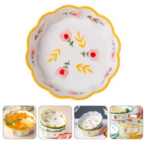 BESTonZON Yellow Mixing Cups Fruits Center Dip Dishwasher Microwave Baking Pattern Kids Kitchen Ramen Bakeware Fruit Floral Wedding Decorative Vegetables Pasta Snack Poorn Candy Oven Side