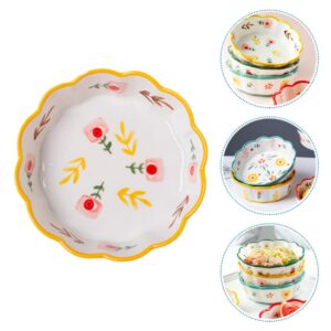 BESTonZON Yellow Mixing Cups Fruits Center Dip Dishwasher Microwave Baking Pattern Kids Kitchen Ramen Bakeware Fruit Floral Wedding Decorative Vegetables Pasta Snack Poorn Candy Oven Side