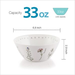 RACHEL BARKER Meadow Flower Porcelain Noodle Salad Bowls 33oz Set of 2