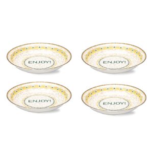 mdzf sweet home 8-inch porcelain bowls set, pasta serving dishes, classical style tableware deep dessert dishes - set of 4