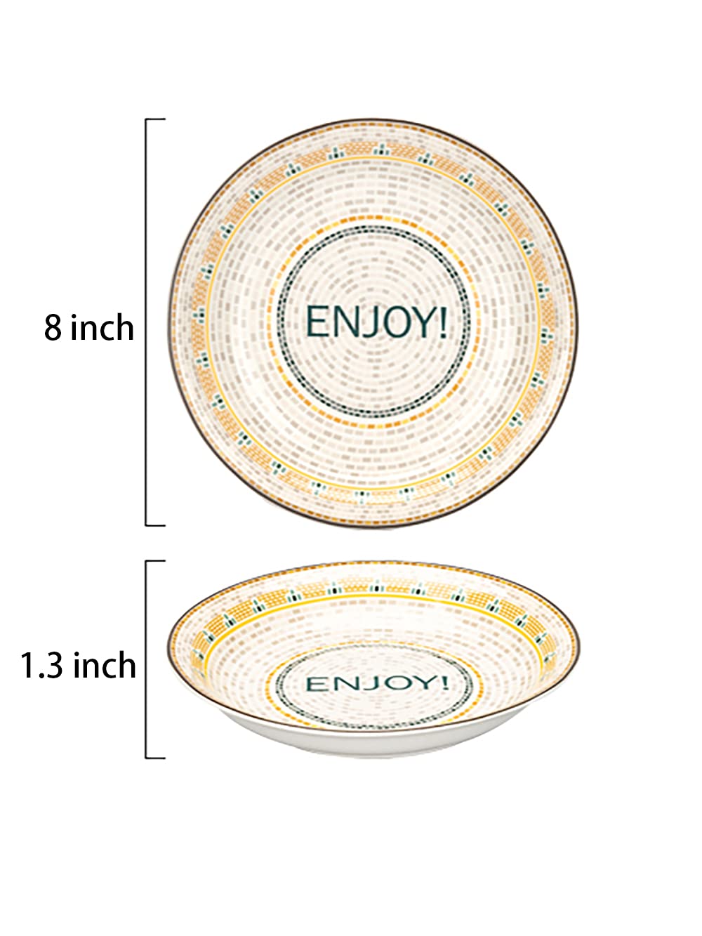MDZF SWEET HOME 8-Inch Porcelain Bowls Set, Pasta Serving Dishes, Classical Style Tableware Deep Dessert Dishes - Set of 4