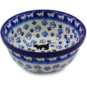 polish pottery bowl 6-inch made by ceramika artystyczna (boo boo kitty paws theme)