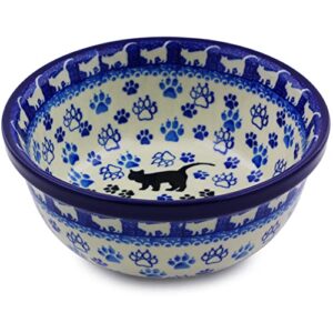 Polish Pottery Bowl 6-inch made by Ceramika Artystyczna (Boo Boo Kitty Paws Theme)