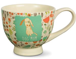 pavilion gift company "a mother's love-dog mom" floral soup bowl mug, teal, 17 oz