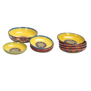 bico tunisian ceramic pasta bowl, set of 9(1 unit 214oz, 8 units 35oz), for pasta, salad, microwave & dishwasher safe