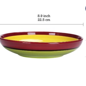 Bico Tunisian Ceramic Pasta Bowl, Set of 9(1 unit 214oz, 8 units 35oz), for Pasta, Salad, Microwave & Dishwasher Safe