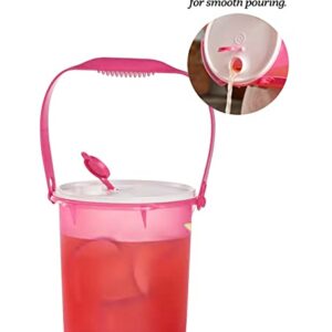 Tupperware Jumbo Canister with Cariolier Handle 5qt for Party Patio Pool Beach in Pink