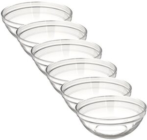 duralex made in france lys stackable glass bowl (set of 6), 1.5 quart, clear
