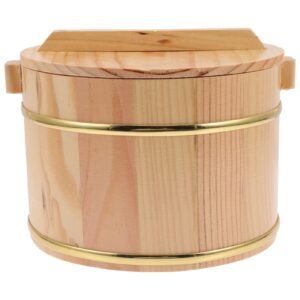 wooden rice barrel rice bucket wood cooking steamer: wooden steamed cask sushi rice cooling bowl rice bowl rice cooking tub with lid for home restaurant rice sushi bowl 20cm kitchen