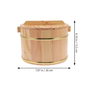 Wooden Rice Barrel Rice Bucket Wood Cooking Steamer: Wooden Steamed Cask Sushi Rice Cooling Bowl Rice Bowl Rice Cooking Tub with Lid for Home Restaurant Rice Sushi Bowl 20cm Kitchen