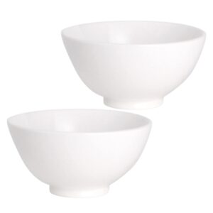 white melamine bowls, ceramic soup, salad, ramen, and cereal dinnerware bowl set, kitchen supplies for new house and apartment, set of 2