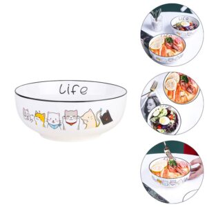 Hemoton 1 Pc 6 Cat Ceramic Bowl Cutlery Container for Rice Containers for Fruit Dessert Bowls Salad Ceramic Salad Serving Dinnerware Vegetable Tool Tray Salad Bowl Ceramics Toddler Snack