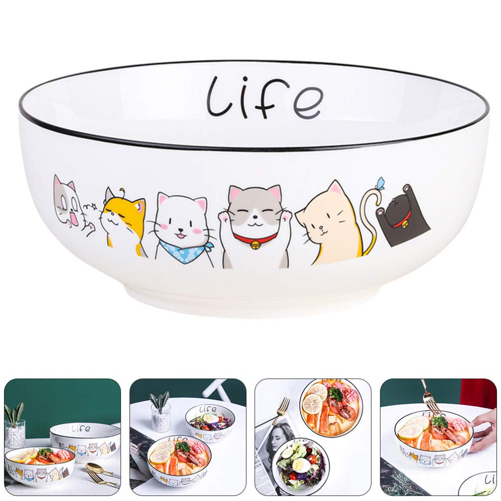 Hemoton 1 Pc 6 Cat Ceramic Bowl Cutlery Container for Rice Containers for Fruit Dessert Bowls Salad Ceramic Salad Serving Dinnerware Vegetable Tool Tray Salad Bowl Ceramics Toddler Snack