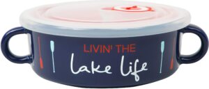 pavilion - livin' the lake life - 13.5 oz double handled soup bowl with lid