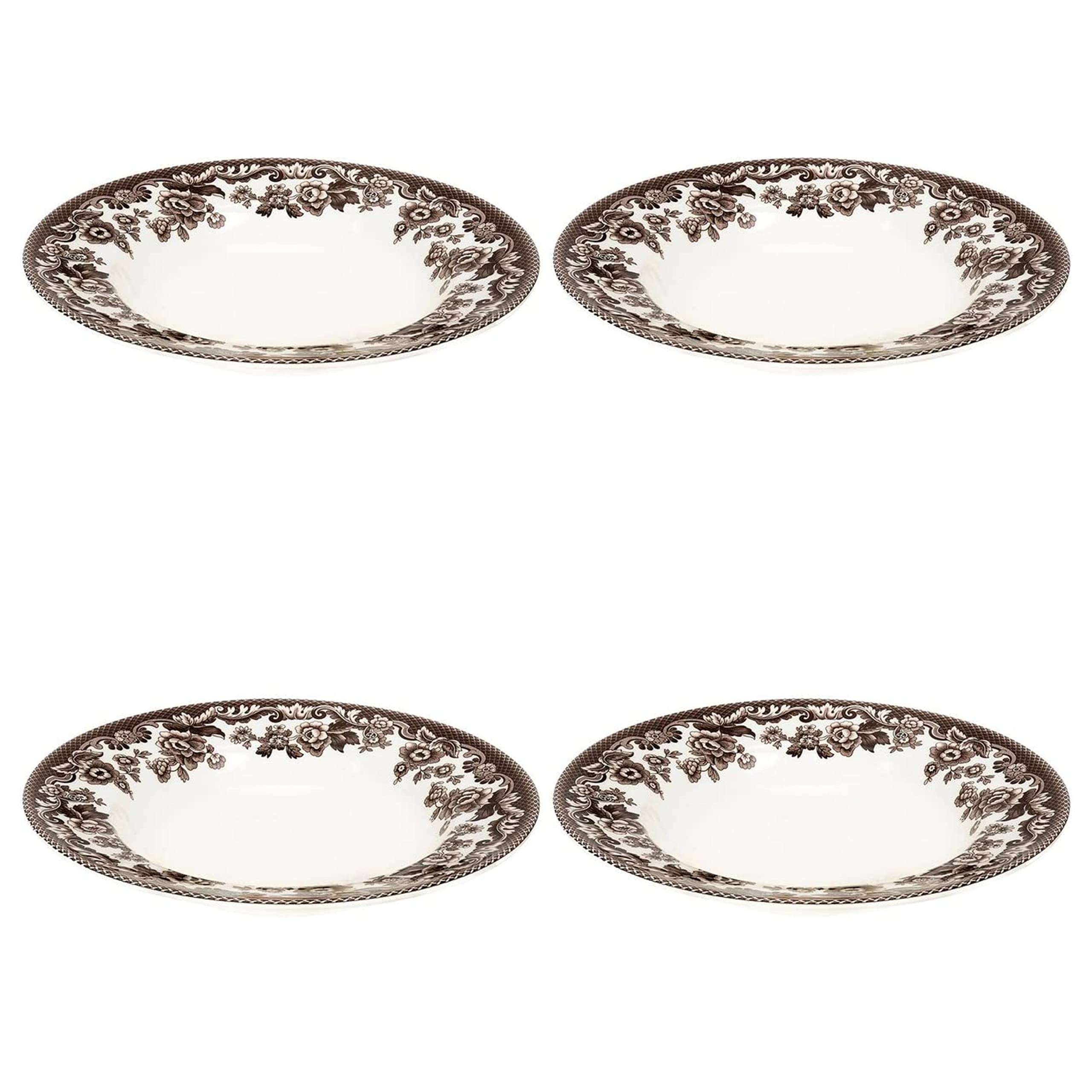 Spode Delamere Soup Plate, Set of 4, 9” | Large Serving Bowls for Soup, Salad, Pasta, and More | Made from Fine Earthenware | Microwave and Dishwasher Safe