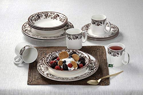 Spode Delamere Soup Plate, Set of 4, 9” | Large Serving Bowls for Soup, Salad, Pasta, and More | Made from Fine Earthenware | Microwave and Dishwasher Safe