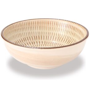mino ware serving bowl, 5.2 inch, beige, mino-mingei, japanese ceramic soup/salad bowl, microwave/dishwasher safe