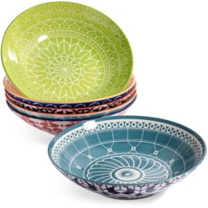 Annovero Cereal Bowls, Salad Plates, Pasta Bowls. Cute and Colorful Porcelain Dishes for Kitchen, Microwave and Oven Safe. Bundle