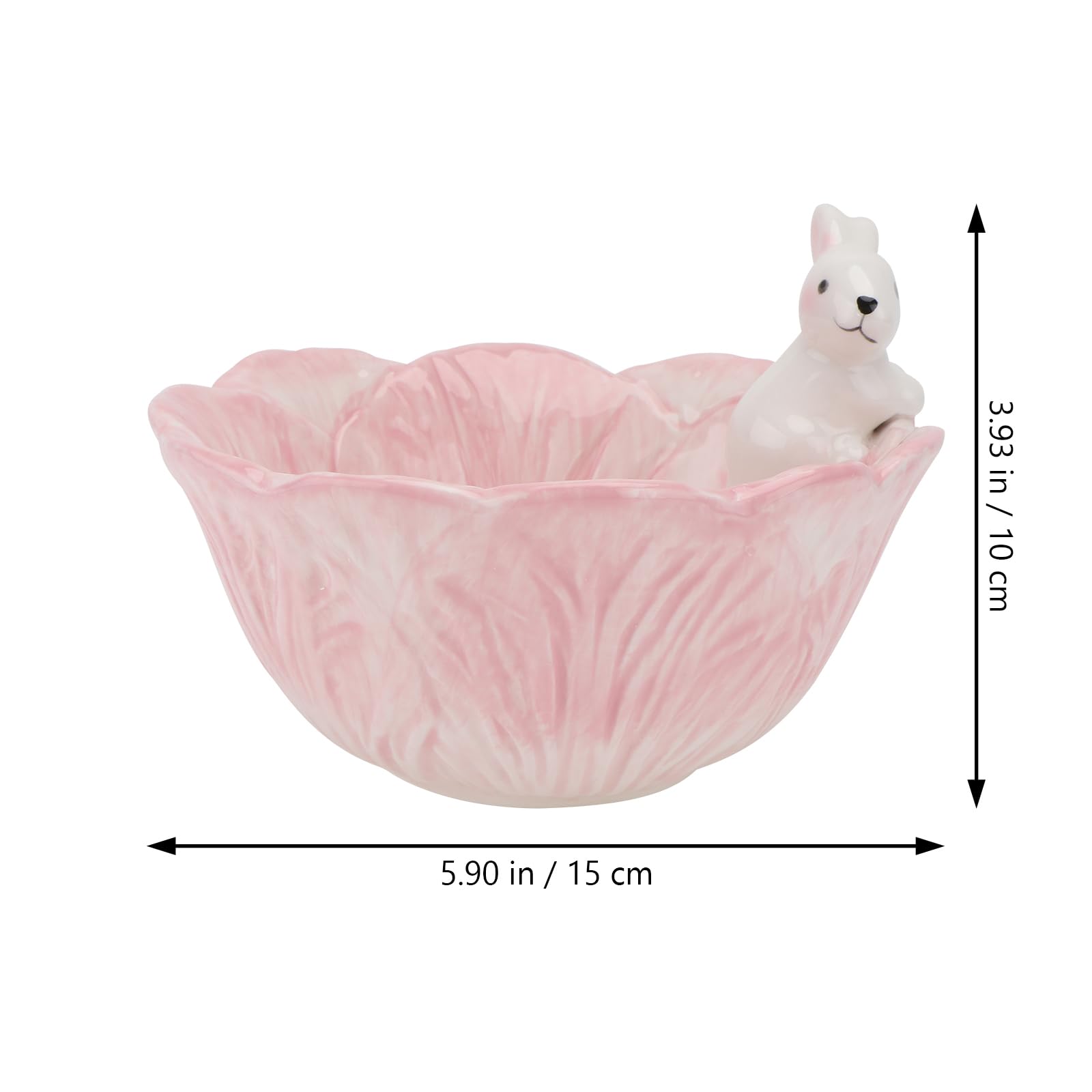 Yardwe Bunny Candy Bowl Easter Ceramic Rabbit Bowl Easter Candy Bowl Snack Appetizers Nut Dish Table Decoration (Pink)