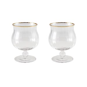 msuiint 2 pcs footed ice cream cups, 7 oz small cute clear glass dessert bowls/cups for dessert, sundae, ice cream, fruit, salad, snack, cocktail, condiment, trifle and holiday party, clear gold