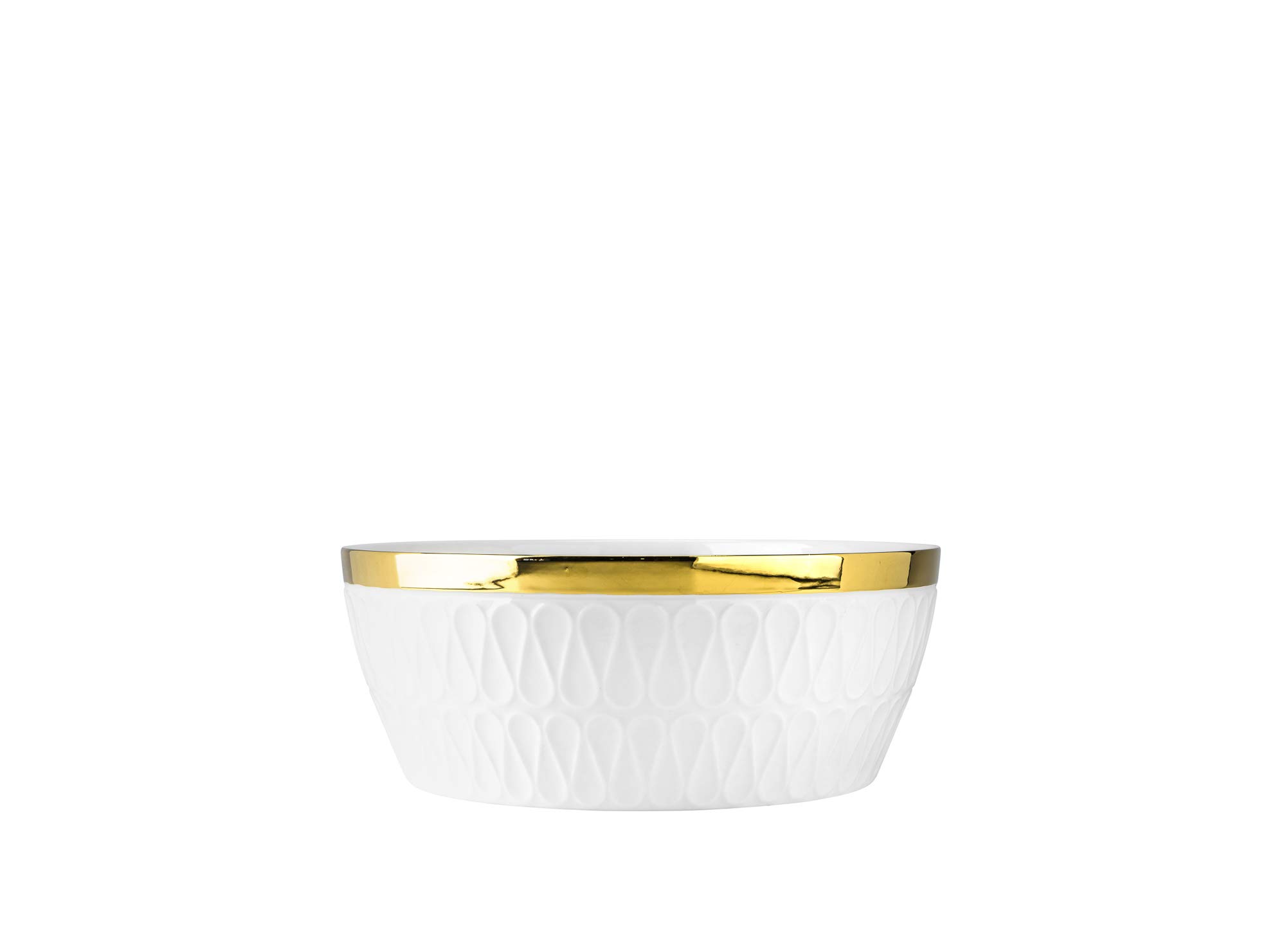 Yedi YCC751, 9" Fine Porcelain Salad Bowl, Ceramic Deep Dish, Bone China Tableware w/Gold Rim