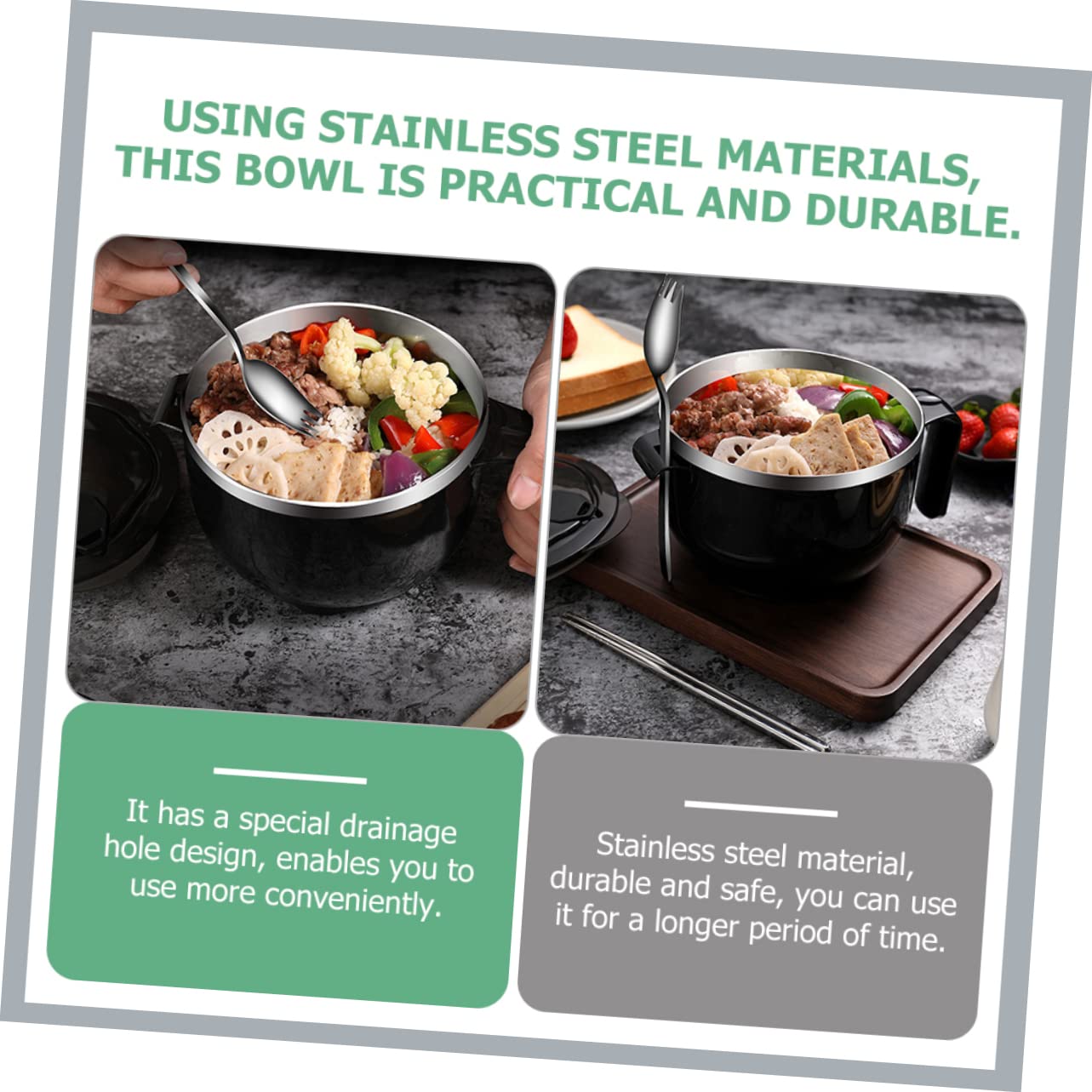 WOONEKY 1 Set Instant Noodle Bowl Japanese Ramen Bowls Ceramic Soup Bowl Soup Bowl with Lid Round Lunch Container Microwave Bowl Microwave Bowls with Lids Noodles Bowl Lunch Bowl Food Bowl