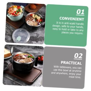 WOONEKY 1 Set Instant Noodle Bowl Japanese Ramen Bowls Ceramic Soup Bowl Soup Bowl with Lid Round Lunch Container Microwave Bowl Microwave Bowls with Lids Noodles Bowl Lunch Bowl Food Bowl