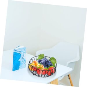 ADOCARN 1pc Iron Fruit Plate Wire Storage Baskets Wire Fruit Storage Basket Wire Vegetable Basket Kitchen Iron Food Basket Round Utensil Tray Tea Table Fruit Basket Candy Metal Dessert