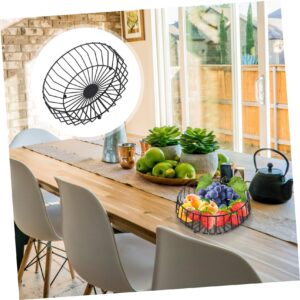 ADOCARN 1pc Iron Fruit Plate Wire Storage Baskets Wire Fruit Storage Basket Wire Vegetable Basket Kitchen Iron Food Basket Round Utensil Tray Tea Table Fruit Basket Candy Metal Dessert