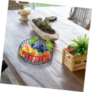 ADOCARN 1pc Iron Fruit Plate Wire Storage Baskets Wire Fruit Storage Basket Wire Vegetable Basket Kitchen Iron Food Basket Round Utensil Tray Tea Table Fruit Basket Candy Metal Dessert