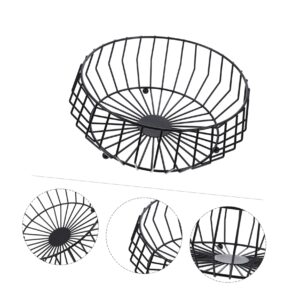 ADOCARN 1pc Iron Fruit Plate Wire Storage Baskets Wire Fruit Storage Basket Wire Vegetable Basket Kitchen Iron Food Basket Round Utensil Tray Tea Table Fruit Basket Candy Metal Dessert