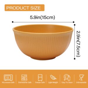 Sel Natural Cereal Bowls,6Pcs Wheat Straw Bowls Set,Microwave and Dishwasher Safe BPA Free,Unbreakable Rice,Soup Bowls