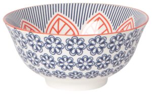 now designs 5043017aa bowls with metallic rims stamped porcelain, 12 ounce capacity, red floral design