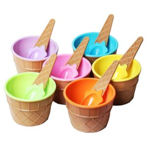 Jaquiain 6Pcs Ice Cream Bowl Set Ice Cream Spoon Bowl Set Children Bowl