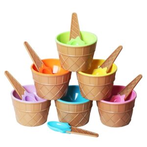 Jaquiain 6Pcs Ice Cream Bowl Set Ice Cream Spoon Bowl Set Children Bowl