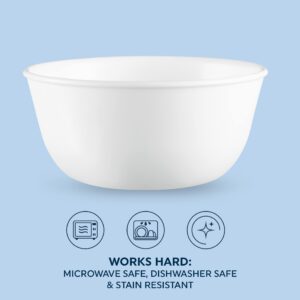 Corelle Vitrelle 28-oz Soup/Cereal Bowls Set of 6, Winter Frost White & 4-Pc Meal Bowls Set, Service for 4, Durable and Eco-Friendly 9-1/4-Inch Bowls, Compact Stack Bowl Set, White