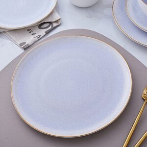 stone lain porcelain dish set, 4 dinner plates, josephine - lavender