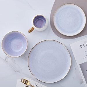 Stone lain Porcelain Dish Set, 4 Dinner Plates, Josephine - Lavender