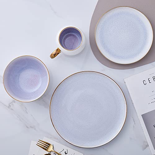 Stone lain Porcelain Dish Set, 4 Dinner Plates, Josephine - Lavender